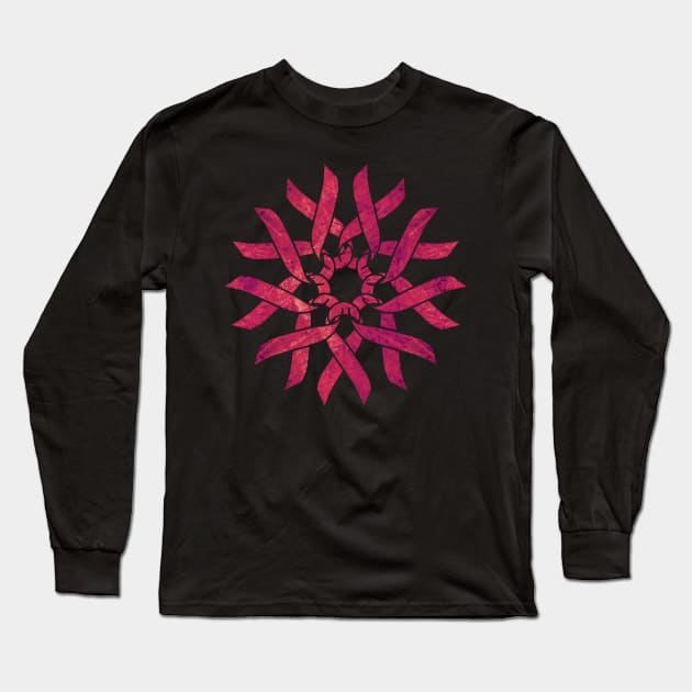 Cancer Ribbon Flower Long Sleeve T-Shirt by LaughingCoyote